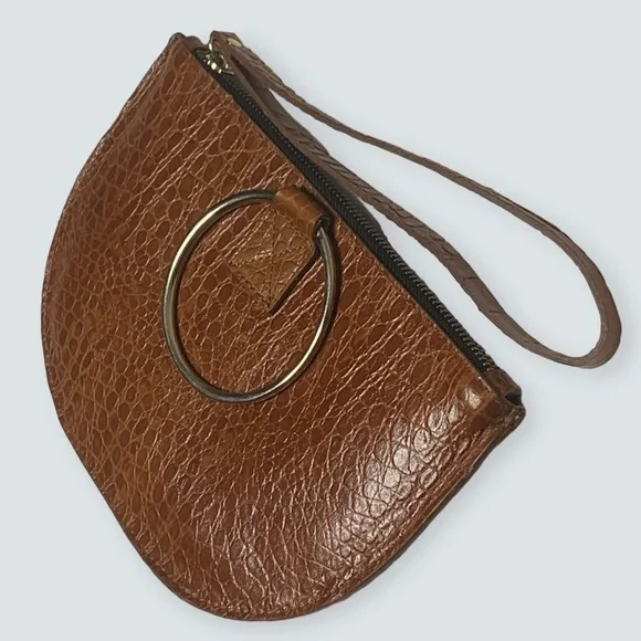 PUNTO FIBBIA Women’s Wristlet Genuine Leather Croc Bag - Picture 5 of 10